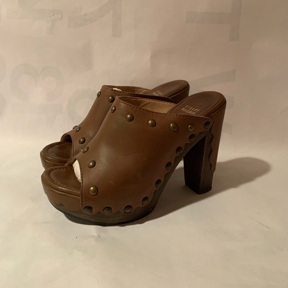 STUART WEITZMAN SZ10 Tan Clog platform sandal